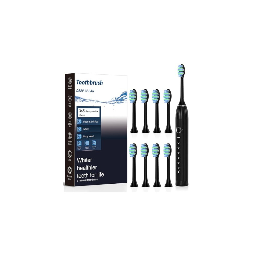 Y-Kelin Electric Toothbrush, Sonic Toothbrushes With 8 Duponts Brush Heads, With 2 Minute Smart Timer, 6 Modes With Teeth Whitening, Rechargeable Power