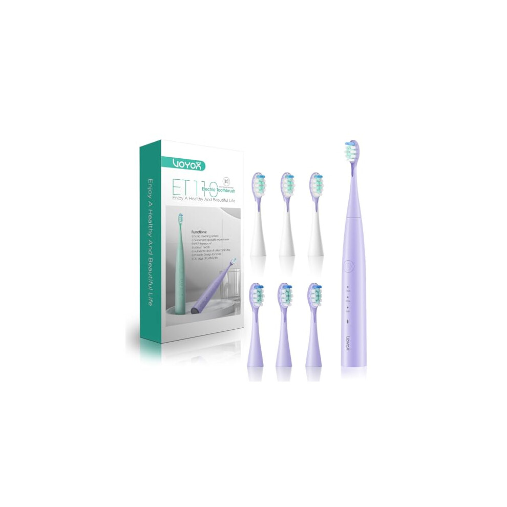 Voyor-Health Electric Toothbrush, Rechargeable Sonic Toothbrush With 6 Brush Heads, Power Electric Toothbrushes Adults With Smart Timer Ipx7 Waterproof For Teeth