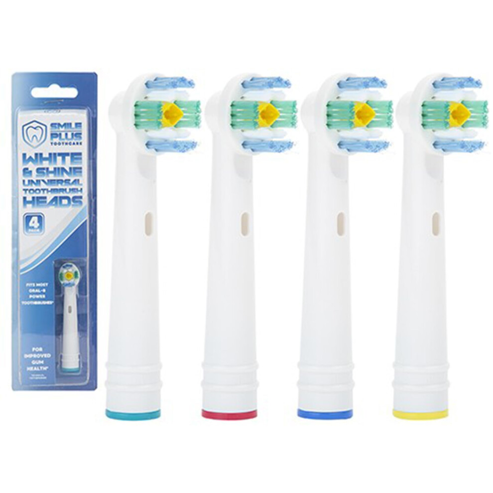 Kaxilu White Electric Toothbrush Heads Compatible With Oral B Universal Pack Of 4 (White& Shine)