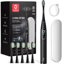 Oclean X Elite 10 Electric Toothbrush, Touchscreen, 12 Tracking Zones, 5 Brushing Modes with Gum Care, Sonic Toothbrush, 40 Days of Battery Life,