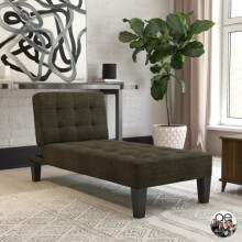 DHP Adalynn Chaise Lounger Grey Linen, 163x73x80cm (DxWxH)