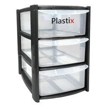 Plastix MINI SMALL Plastic Drawer Storage Tower Unit Office Home Desktop Stationery Make Up Organiser Tidy (Black, 4 Drawer Mini Tower)