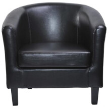 mcc direct PU Leather Tub Chair, Upholstered Armchair, Club Chair for Living Room, Bedroom and Lounge Reception (Black)
