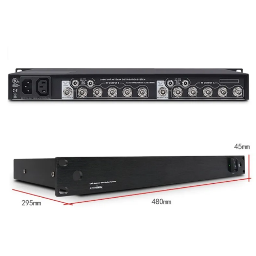 Antenna Distribution System for Shure UR4D Dual Wireless Receiver with 2 Paddles