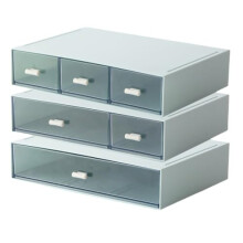 Stackable Desk Organizer with 6 Drawers, 3 Tier Plastic Desk Storage Box Desktop Drawers, Makeup Storage, Desk Organizer and Accessories (Blue)