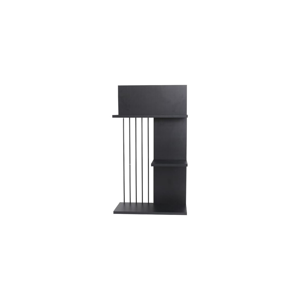 Optimal Products 3 Tier Wooden Wall Shelf Home Office Storage Shelving Unit Shelves Bookcase Tidy Uk (Black) 5056474919404