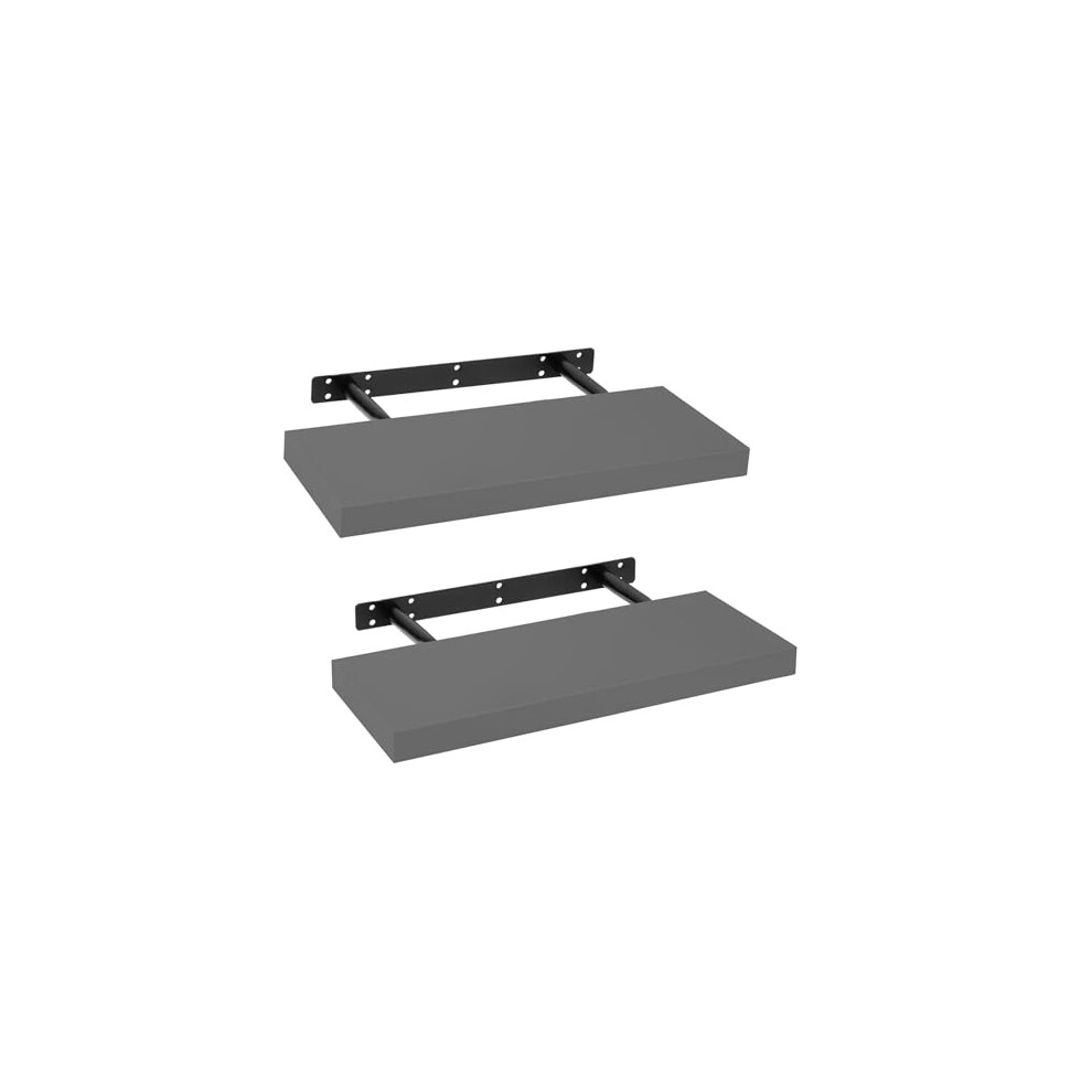 Itrend High Gloss Grey Floating Wall Shelf 60Cm Pack Of 2 5056483117594