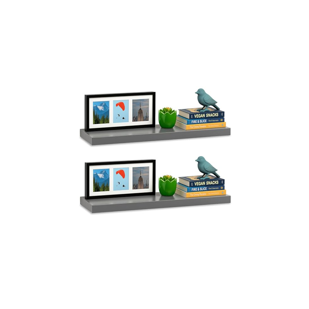 Itrend High Gloss Grey Floating Wall Shelf 80Cm, Pack Of 2 5056483118003