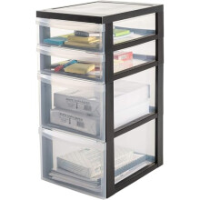 Plastic Drawer Tower Storage Unit on Wheels - 2 Deep 2 Shallow - Perfect for Home Office, Arts and Crafts, Nail and Cosmetics Storage