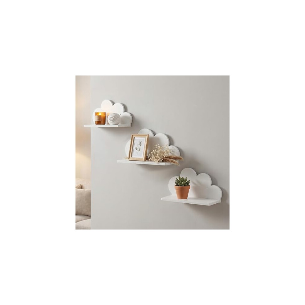 Yunyouc 3Pack Cloud Shaped Floating Wall Shelf, Decorative Bedroom Nursery Display Unit, Child's Cloud Shelves, Nursery Floating Shelf Child's Bedroom 6264468116060
