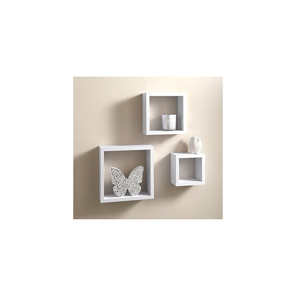 Lokken Home Decor 3 Cube Floating Wall Shelf Shelves Space Storage - White 7625770229944