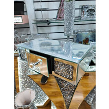 Biznest Crushed Crystal Mirrored Floating Wall- Mounted Shelf With 1 Drawer 15''X8''X4''