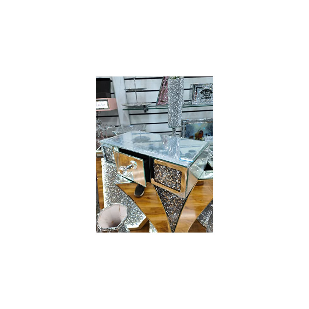 Photos - Other for Repair Biznest Crushed Crystal Mirrored Floating Wall- Mounted Shelf With 1 Drawer 15''X8''X4'' Biz-246