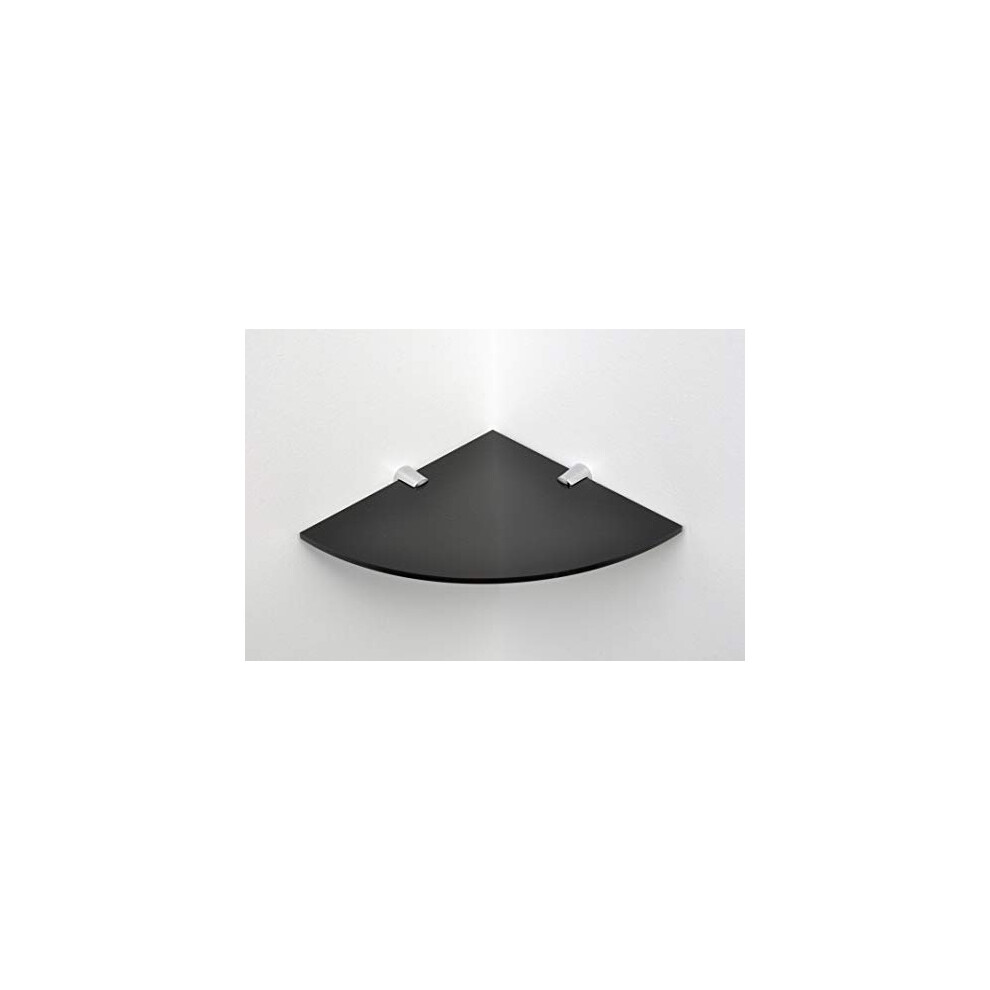 Bsm Marketing Wall Mounted Floating Acrylic Corner Shelf With Chrome Supports Available In Clear, Black And White (Black, 240Mm X 240Mm) 9N-4Gwp-L2do 7427108122206