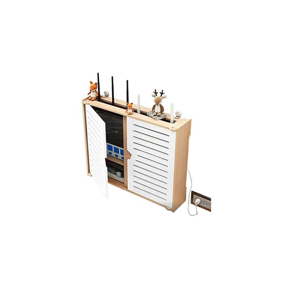 Ppge Home Router Shelf, White Wifi Router Storage Box Wall Mounted, Cable Organiser Wall Mounted Floating Wlan Router Shelf, Cable Wire Wall Plug 9399362894114