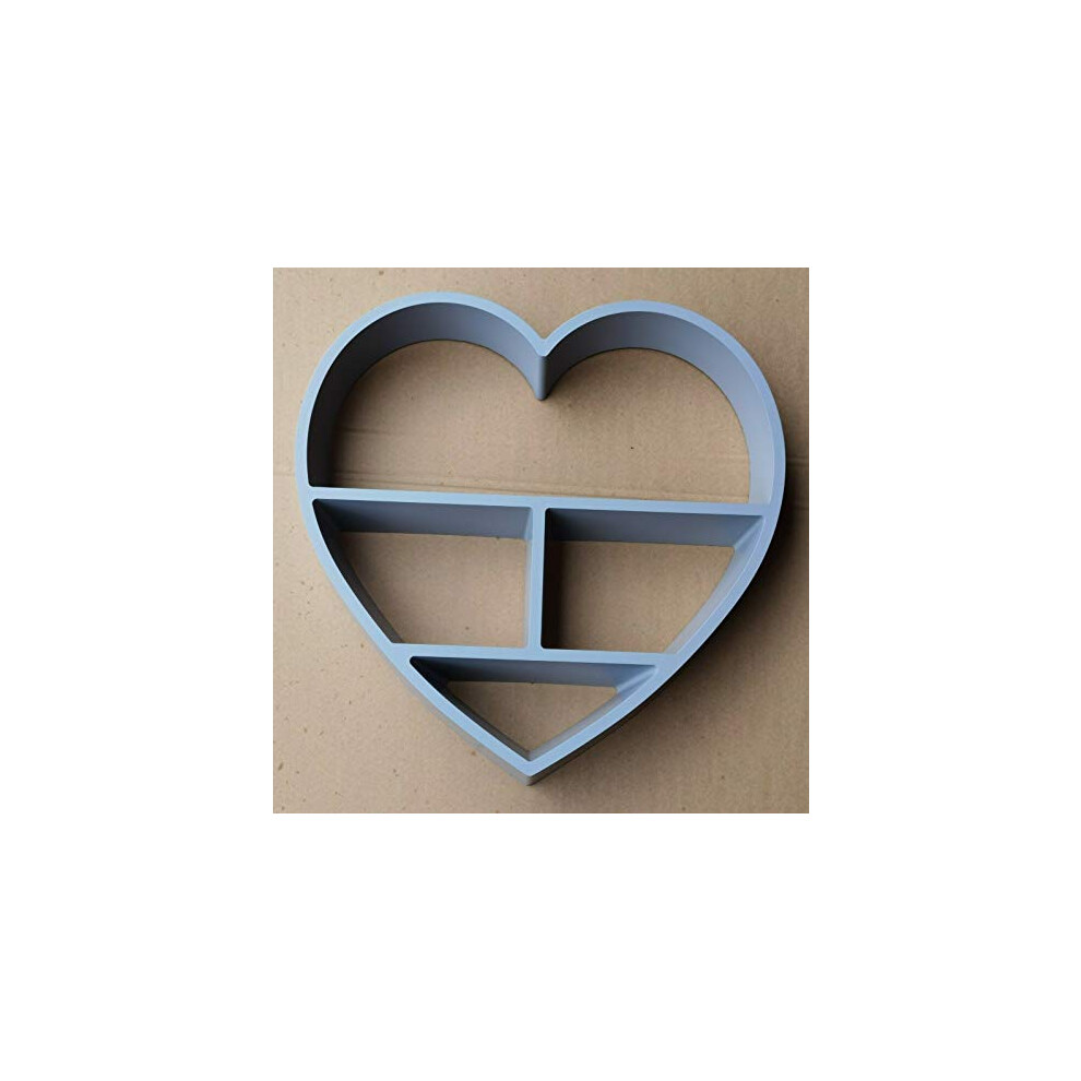 Grey Heart Floating Shelf 4 Compartment Wall Mountable Shelve Decorative Wall Shelf - Home Decor 7427055349244