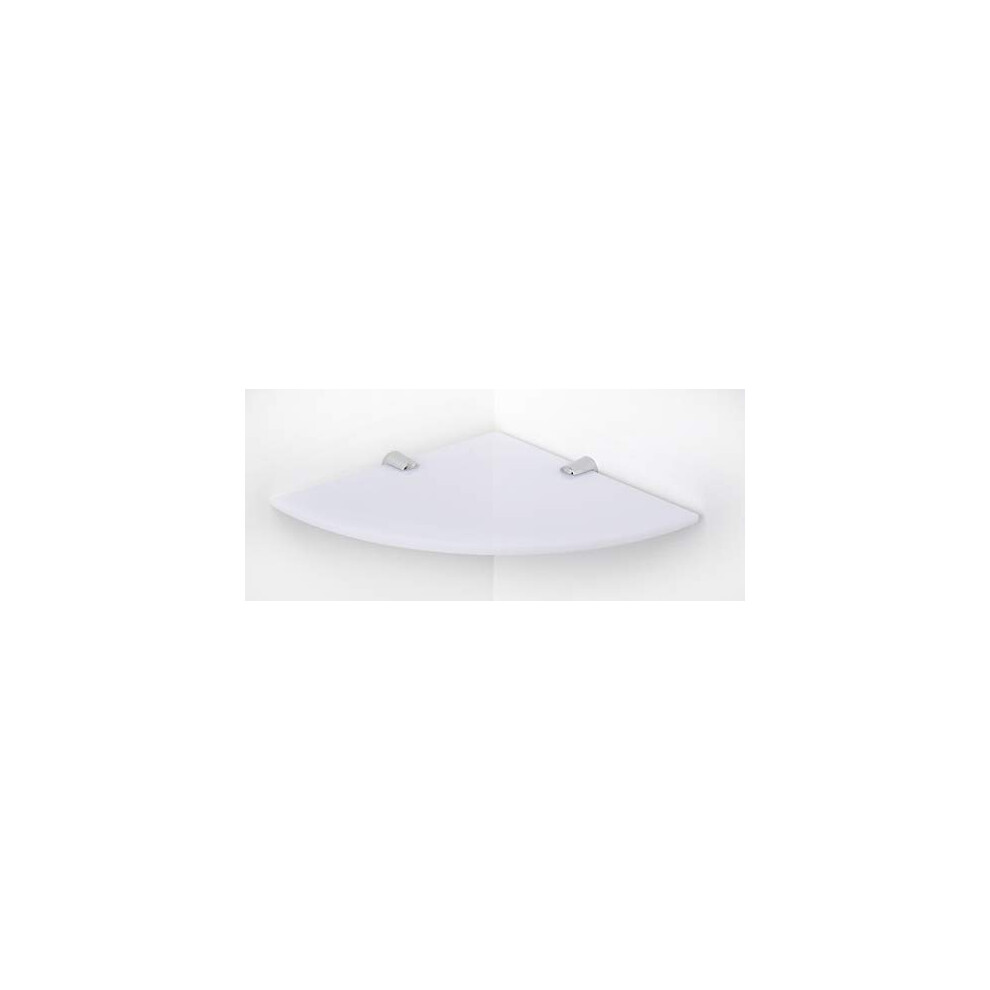 Bsm Marketing Wall Mounted Floating Acrylic Corner Shelf With Chrome Supports Available In Clear, Black And White (White, 180Mm X 180Mm) 7427108122152