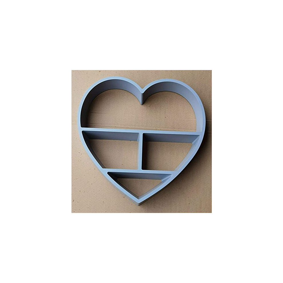 Grey Heart Floating Shelf 4 Compartment Wall Mountable Shelve Decorative Wall Shelf - Home Decor 7427055349237