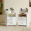 3-Drawer Multi-layer Wooden Nightstand LED Bedside Side Table with 2AC 2USB Charging Socket UK Plug White 3