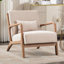 Bonzy Home Modern Accent Chair, Lounge Single Sofa, Reading Armchair for Bedroom with Extra Thickened Seat, Solid Wooden Frame, Tub Occasional Chair,