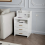 3-Drawer Multi-layer Wooden Nightstand LED Bedside Side Table with 2AC 2USB Charging Socket UK Plug White 5