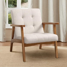 Bonzy Home Mid-Century Modern Armchair, Fabric Tub Chair, Comfortable Accent Occasional Chair for Living Room, Beige