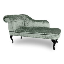 Paradise Furniture Ashford Chaise Lounge Shimmer Velvet Black Queen Annes Legs Handmade Living Room, Hall Way, Accent Chair (Left Hand, Apple Green)