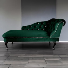Paradise Furniture RegentTufted Chaise Lounge Sofa & Seating Handmade Velvet Living Room Bedroom Hallway Black Accent Chair (Right Hand, Jasper)