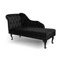 Paradise Furniture Chesire Tufted Chaise Lounge Sofa & Seating Handmade Velvet Living Room Bedroom Hallway Black Accent Chair… (Left Hand, Black)