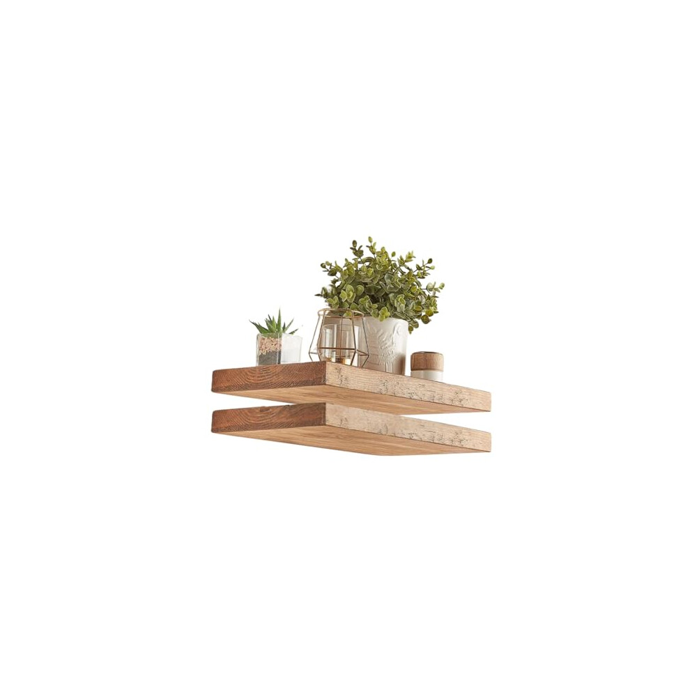 Fox & Grain Premium Handcrafted Rustic Floating Shelves - 2 Pack (70Cm) 5056779104505