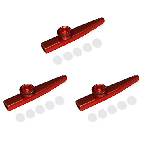 3X Aluminiumlegierung Kazoo mit Membran Rot