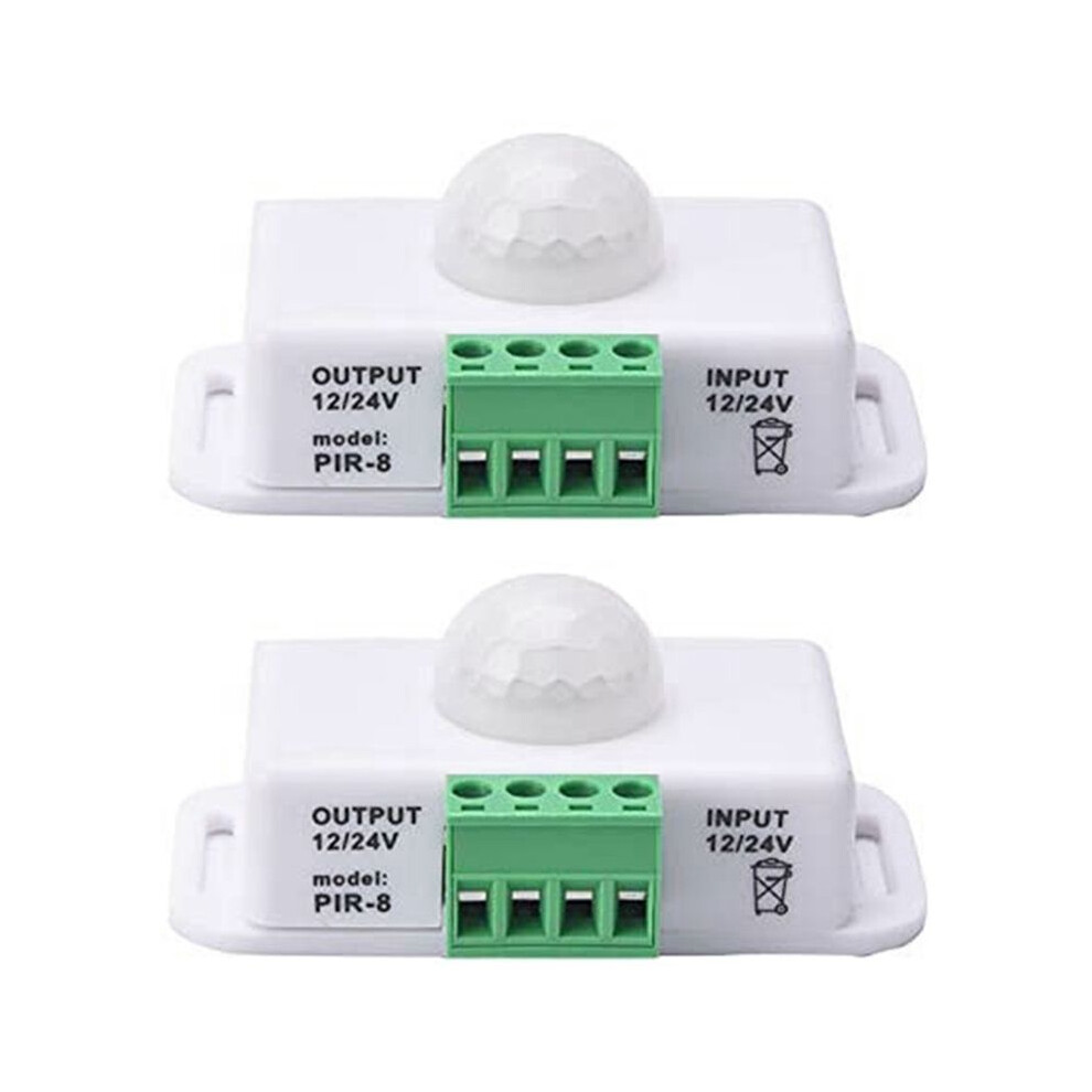 2X Pir Infrared Motion Sensor Detector, 12V-24V Strip Motion Sensor For Cupboard Cabinet Stairs Kitchen Light 4713157300362