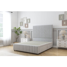 (2'6 Small Single, Sliver) Sloomy Madison Plush Divan Bed Base 2 Drawers Right Side With 26" Strutted Headboard & 12" Matching Footboard