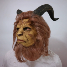 Maska na kostým zvieraťa s parochňou pre dospelých na Halloween, realistický karnevalový doplnok