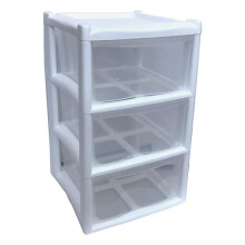 Lunex 3 Plastic Storage Drawers Unit with See-Through Drawers, Compact Vertical Design – Durable Plastic, Ideal for Organizing Office Crafts, and