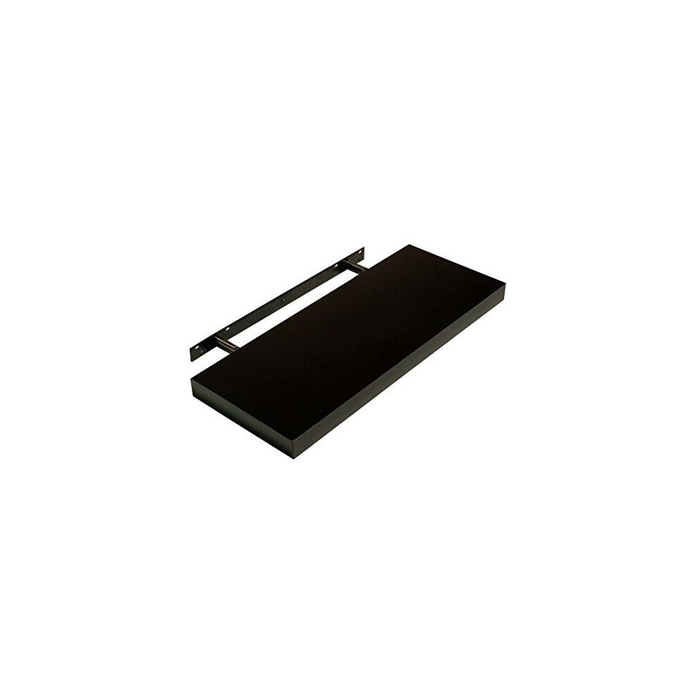 Optimal Products Hudson High Gloss Floating Shelves Shelf Shelves Display Unit Wall Mounted Storage (Black High Gloss, 600 X 235 X 38 Mm) 5060523973378
