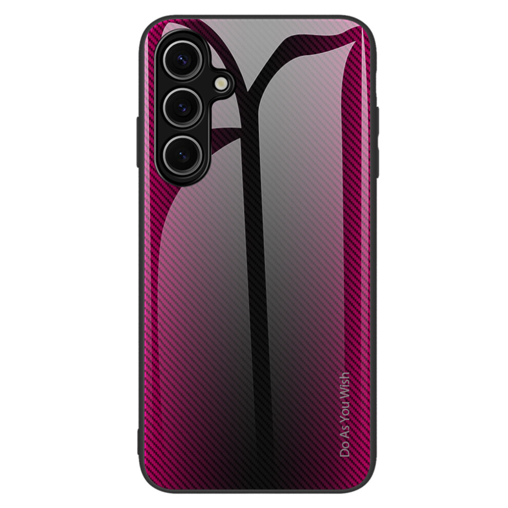 (Rose) For Samsung Galaxy S26+ Case Carbon Fiber Texture Tempered Glass+Tpu Phone Cover 6914291891541