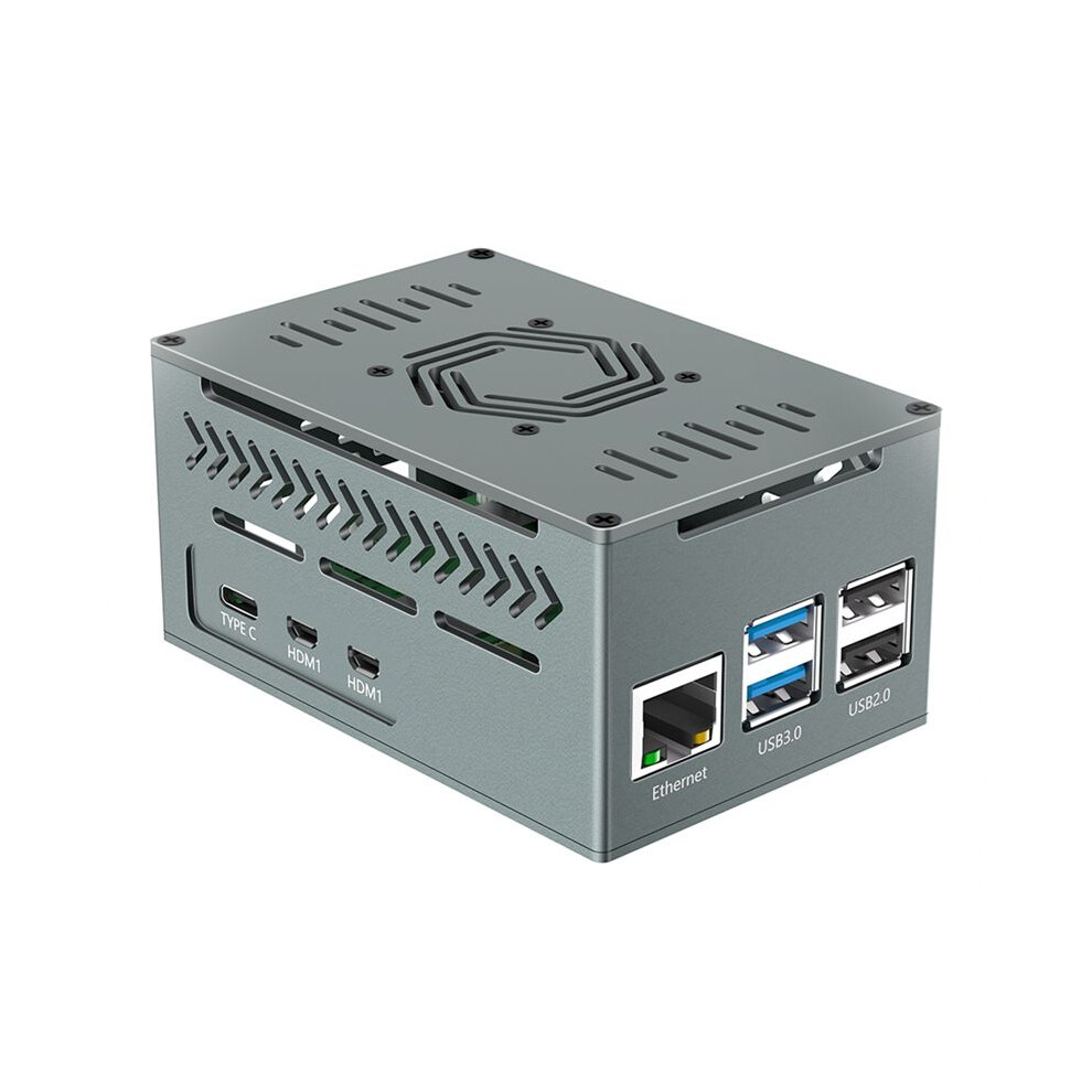 Aluminum Case For Raspberry Pi 5, With 4010 Pwm Fan And Copper Heatsinks Support X1000/X1001/X1003/N04/N05 4711140119953