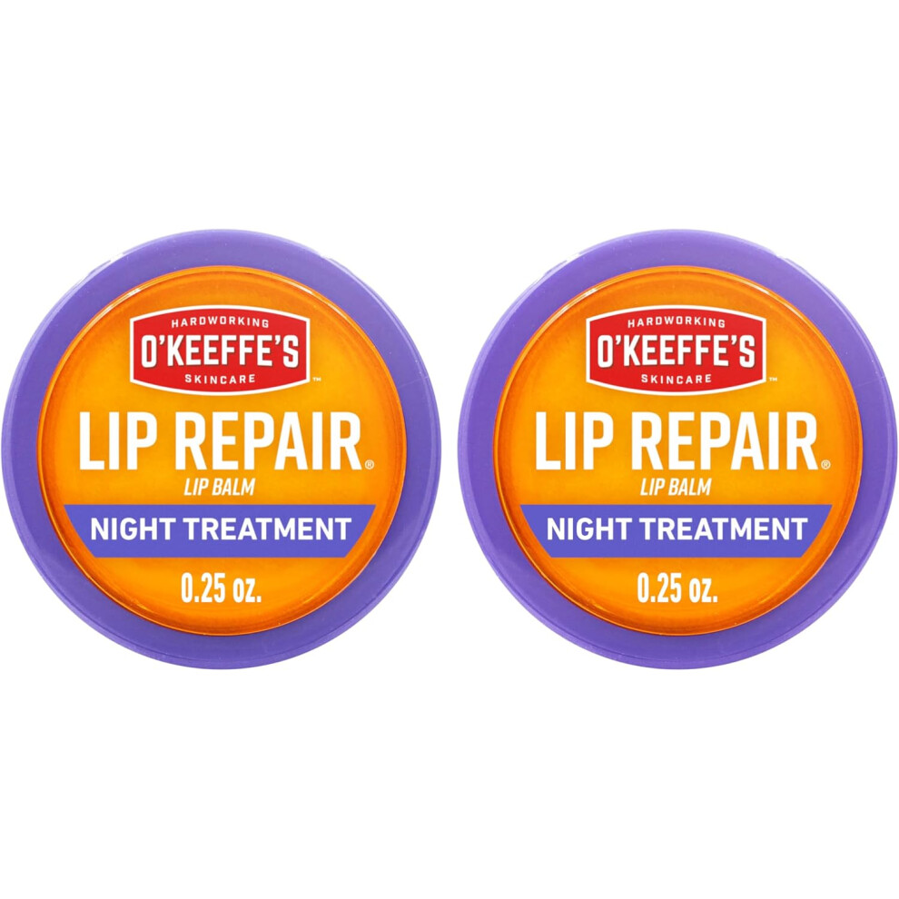 O'keeffe's Lip Repair Night Treatment Lip Balm For Dry, Cracked Lips - 0.25 Ounce Jar (2 Pack) - Moisturizer For Extremely Cracked, Dry Lips