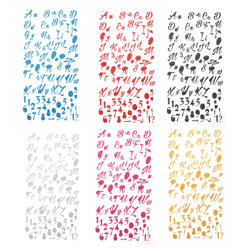 30Sheets PVC Alphabet Glitter Stickers Assorted Colors for DIY Crafts