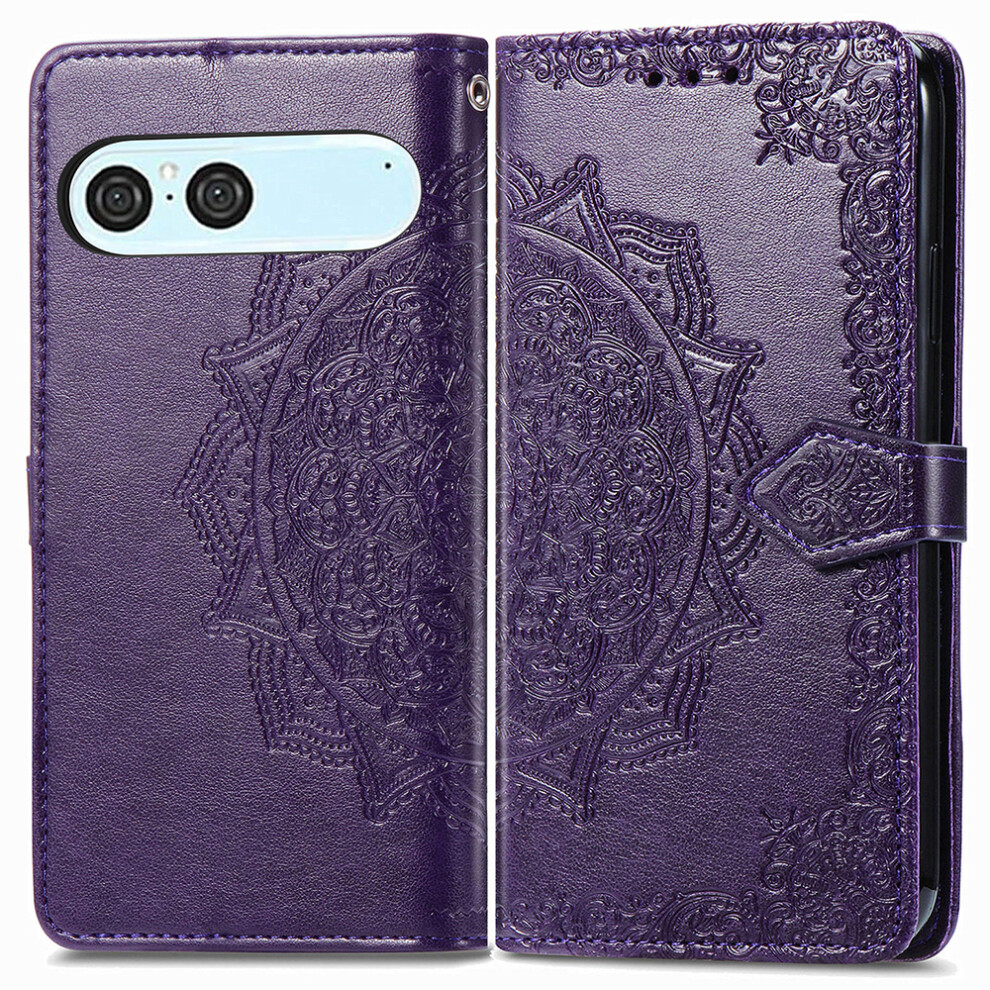(Purple) For Sony Xperia 10 Vii Wallet Case Mandala Flower Leather Phone Cover Stand Purple 6914298386774