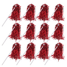 12Pcs Red Cheer Poms Hand Flowers Pet Material for Adult Squad Spirit