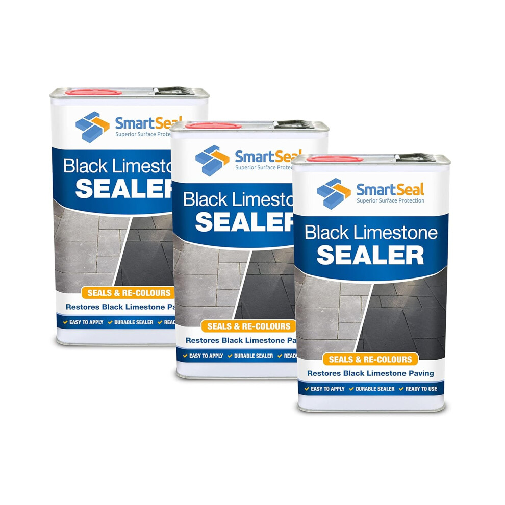 (3X5l) Smartseal Black Limestone Sealer - Easy To Apply Black Limestone Patio Sealer. Colour Boosting Patio Sealant & Wet Look Stone Sealant. 5061002784478