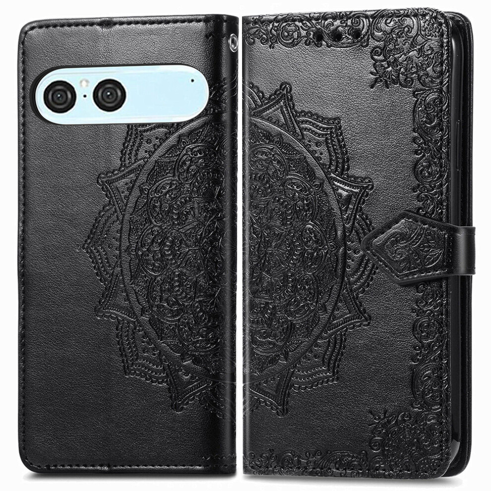 (Black) For Sony Xperia 10 Vii Wallet Case Mandala Flower Leather Phone Cover Stand Black 6914299997900
