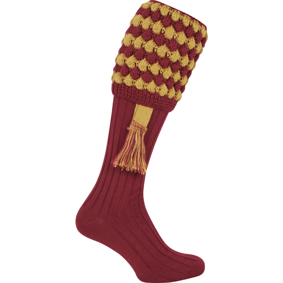 Jack Pyke Pair Of Pebble Shooting Socks With Garters Burgundy 8 - 11 Uk Red