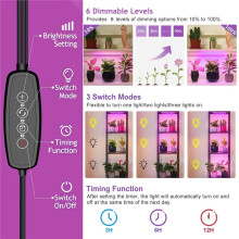 Vollspektrum-LED-Pflanzenlampe mit Automatischer ein-/Ausschaltfunktion, 3 Beleuchtungsmodi, 6 Dimmstufen für Zimmerpflanzen, EU-Stecker