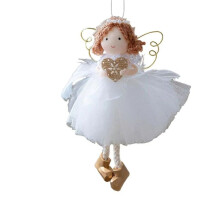 Christmas Tree Angel Girl Ornament Tulle Skirt Seasonal Decor Christmas Golden-Wing Ornaments for LivingRoom A