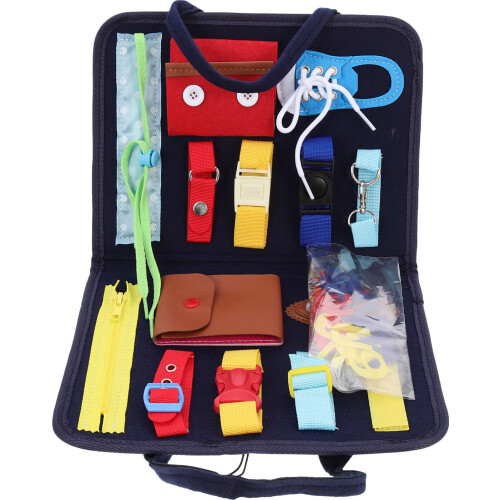 2Pcs Bolsa Infantil Busy Board Azul Auxiliar Pré-Escolar