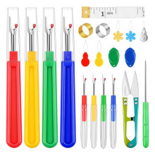 20 PCS Seam Ripper and Sewing Kit with Needle Threader, Thimble, Tape Measure, Tailors Awl, and More
