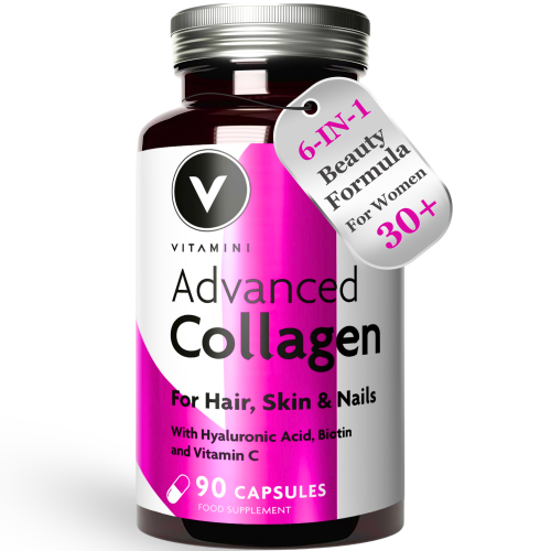 6-in-1 Marine Collagen Capsules for Women | Fast-Absorbing Naticol® Type I Peptides with Hyaluronic Acid, Biotin & Vitamin C | 90 Capsules